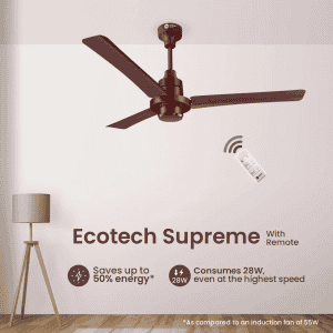 Orient Electric EcoTech Supreme Ceiling Fan | 5 Star | 1200 mm | BLDC Motor | Remote | 3 Blade | Brown
