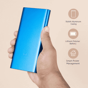 MI 10000mAh 3i Lithium Polymer Power Bank |  Dual Input(Micro-USB and Type C) and Output Ports 18W Fast Charging  | Metallic Blue |