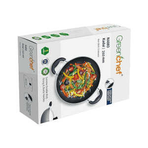 Greenchef Namo Nonstick Aluminium Cookware Kadai with Stainless Steel Lid | 260 mm