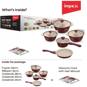 IMPEX RUBY 9PCS Aluminium | Diecast | Nonstick Cookware Set  Aluminium