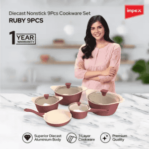 IMPEX RUBY 9PCS Aluminium | Diecast | Nonstick Cookware Set  Aluminium