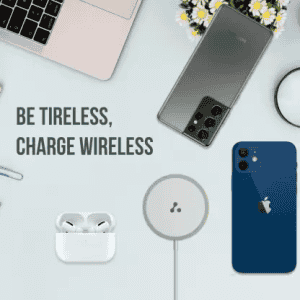 Ambrane AeroSync 15 Watt Fast Charging Wireless Pad | Compatible with Wireless Charging Enabled Devices | White |