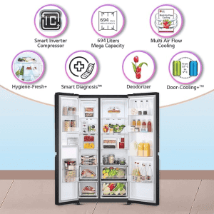LG 694 L | Frost Free Smart Inverter | GC-B257SQUV AMCQEBN | Door Cooling Plus Technology Side-by-Side Refrigerator | Matte Black