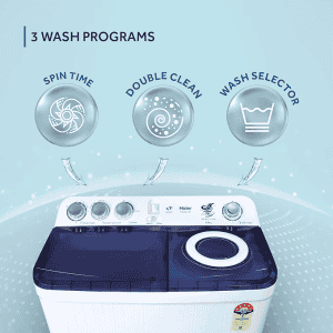 Haier Voltex Pulsator Semi-Automatic Top Load Washing Machine | 8 Kg | 5 Star | 2023 Model | HTW80-186