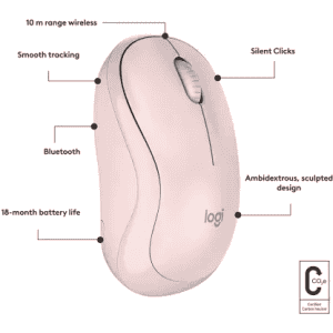 Logitech M240 Wireless Optical Mouse with Bluetooth | Rose