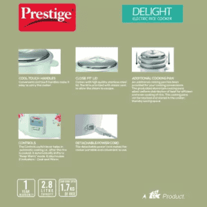 Prestige PRWO 2.8-2 Electric Rice Cooker with Steaming Feature