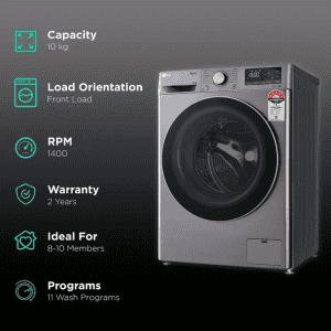 LG Fully Automatic Front Load Washing Machine | 10 kg | 5 Star | Platinum Silver | FHP1410Z7P APSQEIL