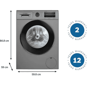 BOSCH Fully Automatic Front Load Washing Machine with In-built Heater | 8 Kg | WAJ2846PIN | Grey