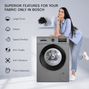 BOSCH Fully Automatic Front Load Washing Machine with In-built Heater | 8 Kg | WAJ2846PIN | Grey