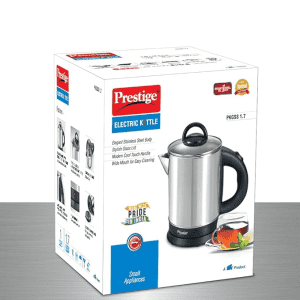 Prestige 1.7 Litres Electric Kettle(PKGSS 1.7)|1500W | 1.7 Litres | Stainless Steel| Automatic Cut-off | Wide Mouth | Power Indicator | Single-Touch Lid Locking |Silver and Black