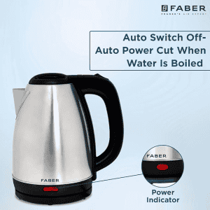 Faber Electric Kettle with Stainless Steel Body, FK 1.8 litres boiler for Water