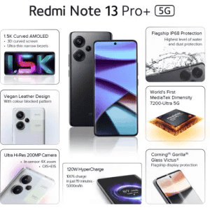 Redmi Note 13 Pro+ 5G | 8 GB | 256 GB | Fusion Black