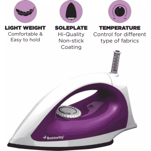 Butterfly Aries Dry Iron | 1000 W | Purple