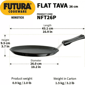 Hawkins Futura Nonstick Flat Tava | 26 cm | 4.88 mm | Black | NFT26P