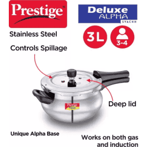 Prestige Deluxe Alpha Svachh | 20267 | Induction Bottom Pressure Cooker | 3L