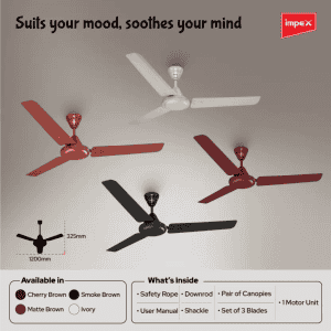 IMPEX Impex Ceiling Fan (WHIZSTAR IVORY) 1 Star 1200 mm 3 Blade Ceiling Fan | Ivory