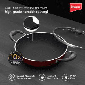 IMPEX KF 2424 Nonstick cookware set kadai pan 24cm + Frypan 24cm Kadhai 24 cm diameter