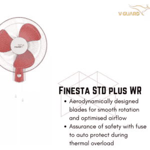 V-Guard Finesta STD Plus Wall Fan | 3 Blade | 400 mm | White Red