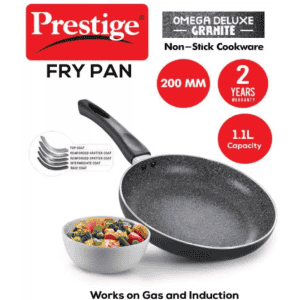 Prestige Omega Deluxe Granite Fry Pan 20 cm diameter 1.1 L capacity  | Aluminium, Non-stick, Induction Bottom