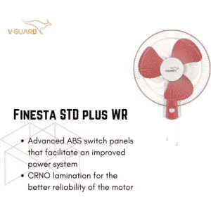V-Guard Finesta STD Plus Wall Fan | 3 Blade | 400 mm | White Red