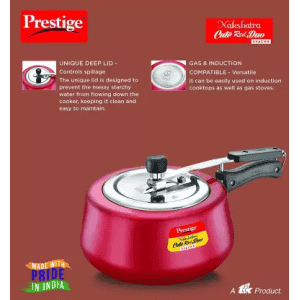 Prestige Nakshatra Cute Red Duo Aluminium Induction Bottom Pressure Cooker | Svachh | 3 L |