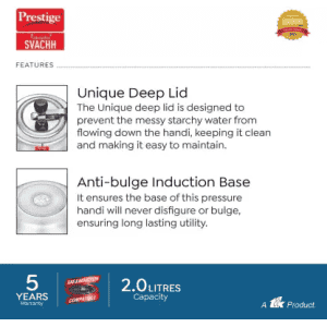 PRESTIGE | SVACHH NAKSHATRA PLUS | HANDI 2L 10755 | PRESSURE COOKER