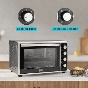 Black+Decker Oven Toaster Grill OTG  with Rotisserie & Convection for Grilling & Baking | 48 L | Full Stainless Steel | BXT04801IN | 2000W | Black,Grey |