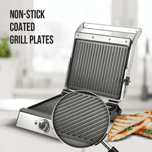 Havells Toastino 4 Slice Grill & Bbq Timer with Dual function-Sandwich Maker & Griller | Non Stick Coated Grill Plates | Stainless Steel
