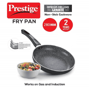 Prestige Omega Deluxe Granite Non Stick Round Base Fry Pan | 28cm | 3L | Black