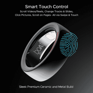 boAt Smartring Gen-1 with Premium Ceramic & Metal Build, Touch Controls | Charcoal Black