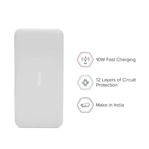 Redmi Lithium Polymer Power Bank | Fast Charging | 10000 mAh | 10 W | White | PB100LZM