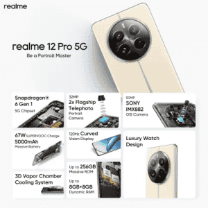 realme 12 Pro 5G | 8 GB RAM | 256 GB | Navigator Beige