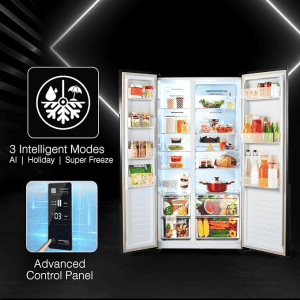 Godrej Side-By-Side Refrigerator | RS EONVELVET 579 RFD GL BK  | 564 L | Frost Free | Glass Black