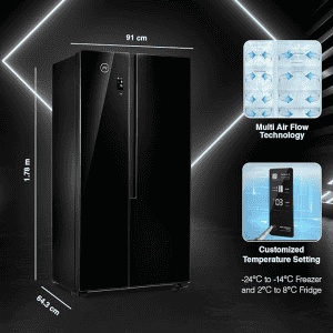 Godrej Side-By-Side Refrigerator | RS EONVELVET 579 RFD GL BK  | 564 L | Frost Free | Glass Black