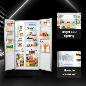 Godrej Side-By-Side Refrigerator | RS EONVELVET 579 RFD GL BK  | 564 L | Frost Free | Glass Black