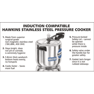 Hawkins (HSS60) Induction Bottom Pressure Cooker | 6 L | Stainless Steel