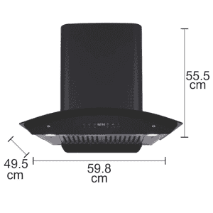 Hindware Chromia Blk 60 Auto Clean Chimney | 60 cm | Black