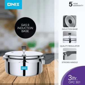 Onix OPC 301 | 3 L | Induction Bottom Pressure Cooker | Stainless Steel