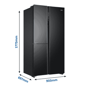 Haier 598 L | HRT-683KS | Triple Door Side By Side Refrigerator | Black Steel