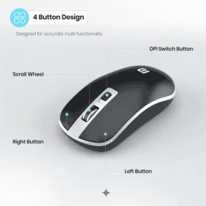 Portronics Toad 14 / Runs on single AA Battery,upto 1400 DPI,30 Lakhs + click life Wireless Optical Mouse | Black