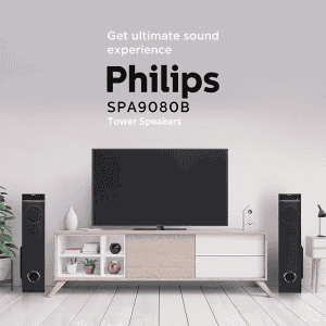 Philips Audio SPA9080B/94  Bluetooth Multimedia Tower Speakers | Black