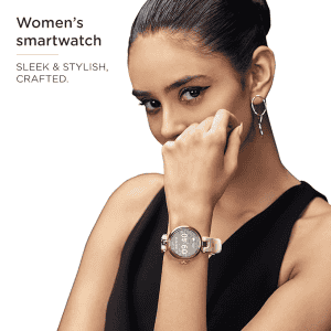 Pebble Venus Smartwatch for Women with Advance Bluetooth Calling | Tan Gold