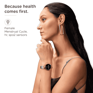 Pebble Venus Smartwatch for Women with Advance Bluetooth Calling | Tan Gold