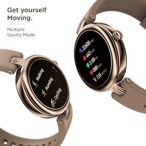 Pebble Venus Smartwatch for Women with Advance Bluetooth Calling | Tan Gold