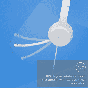 Lenovo 110 Wired On Ear Headphones with Mic | White