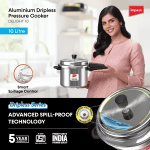 IMPEX Delight Aluminium Dripless Pressure Cooker | 10 L