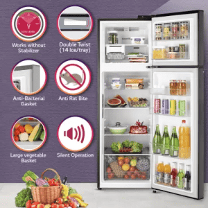 LG Frost Free Double Door Convertible Refrigerator | 246 L | 3 Star | Ebony Sheen | GL-T262TESX