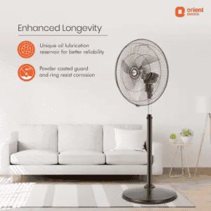 Orient Electric Tornado II Anti Dust Pedestal Fan | 3 Blade | 450MM | Black