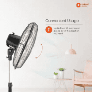 Orient Electric Tornado II Anti Dust Pedestal Fan | 3 Blade | 450MM | Black