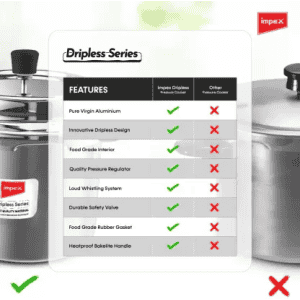 IMPEX Delight Aluminium Dripless Pressure Cooker | 10 L